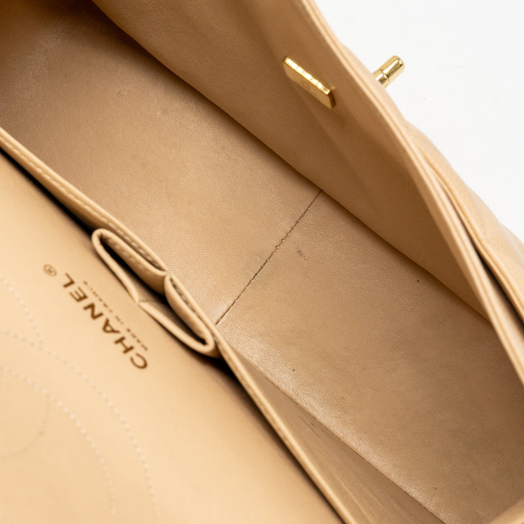CHANEL JUMBO CLASSIC DOUBLE FLAP BAG CAVIAR BEIGE GHW (MICROCHIP)