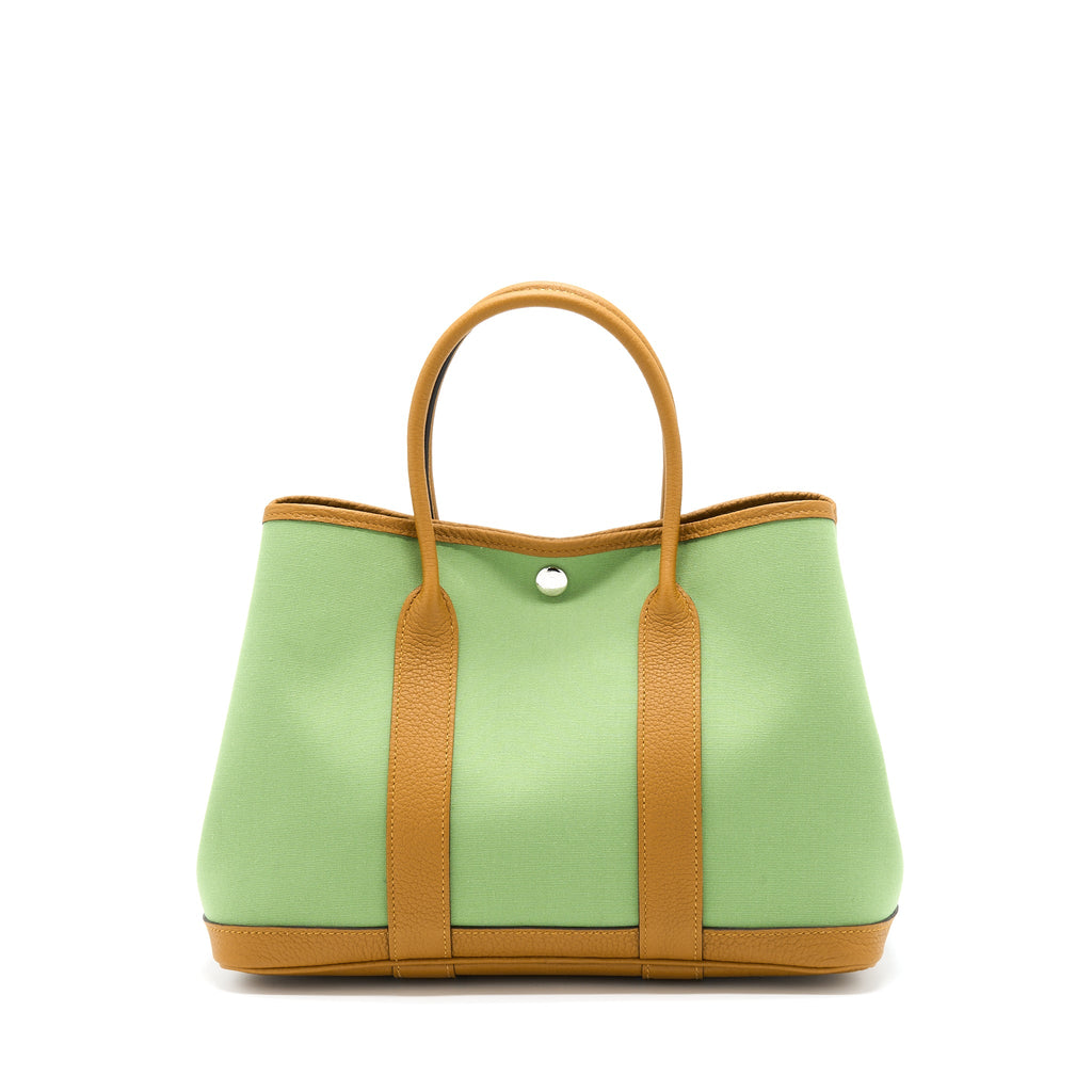HERMES GARDEN PARTY 30 CANVAS VERT CRIQUET / CORE SHW