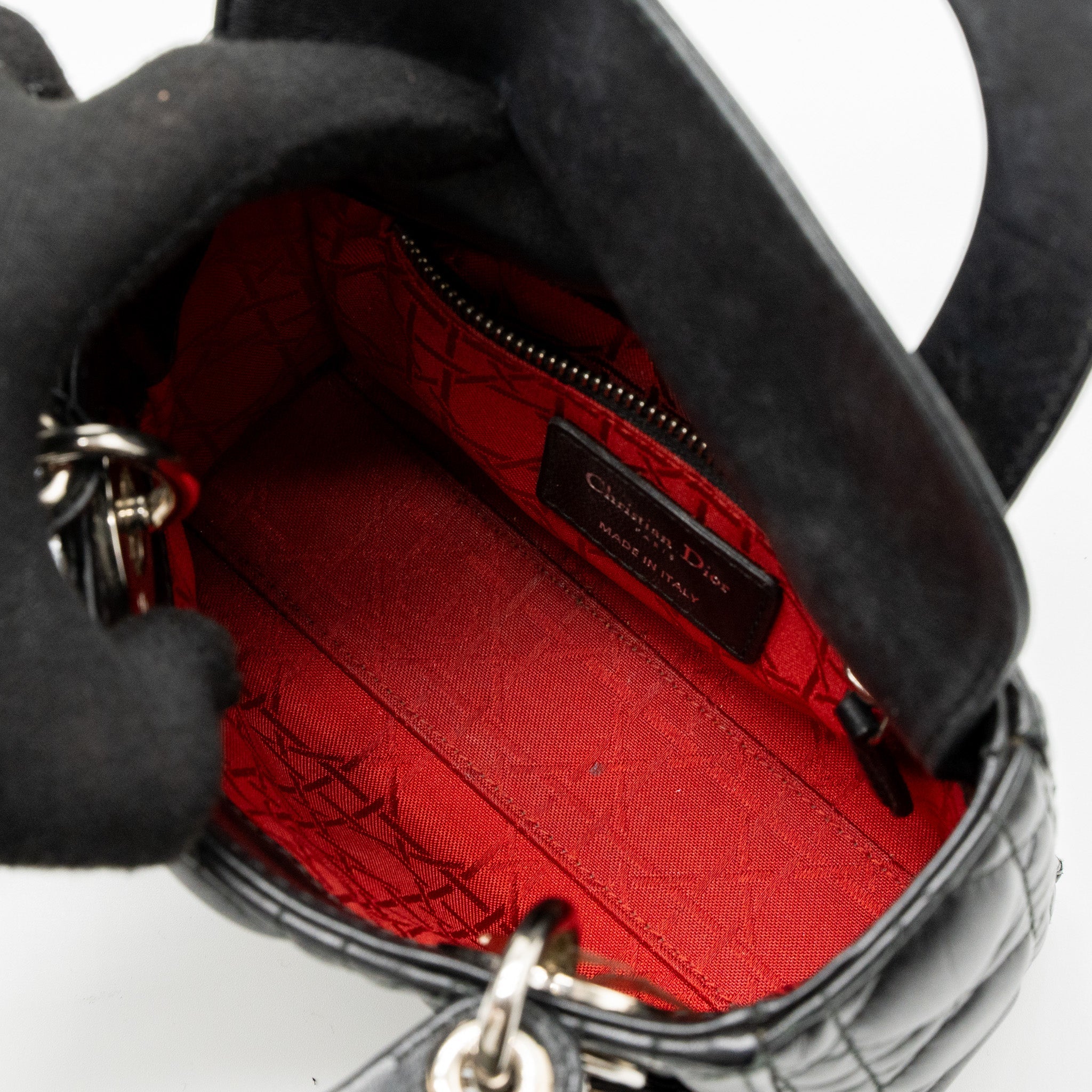 DIOR MINI LADY DIOR LAMBSKIN BLACK SHW