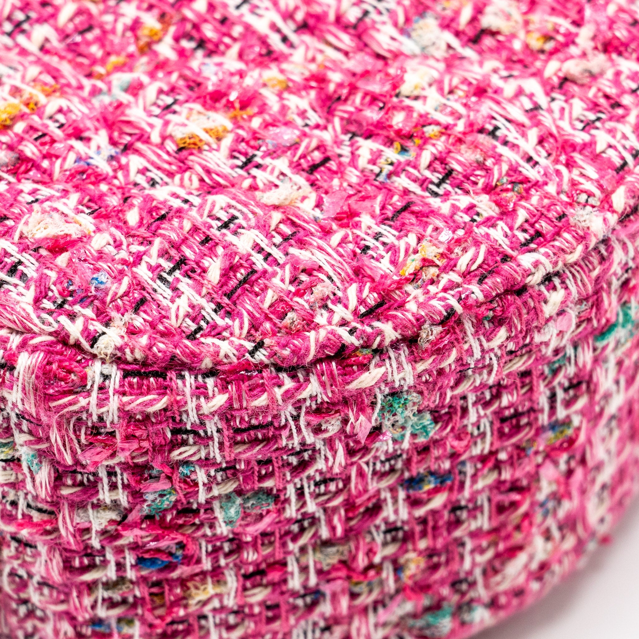 CHANEL ROUND CLUTCH WITH CHAIN TWEED PINK/MULTICOLOUR LGHW