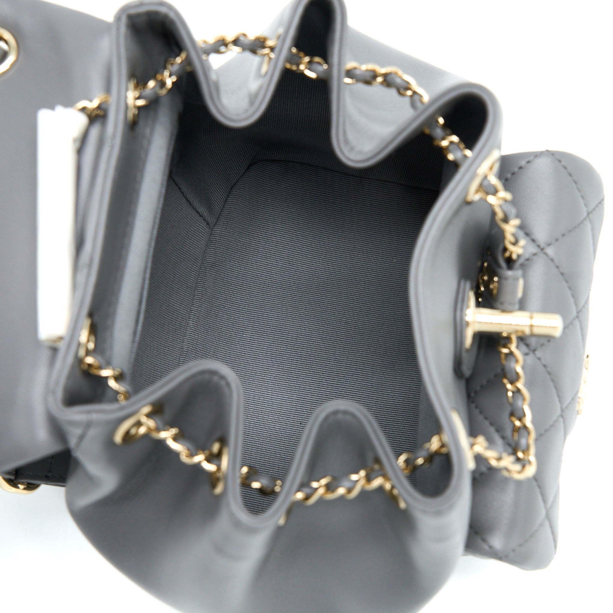 CHANEL 22A MIMI DUMA BACKPACK LAMBSKIN DARK GREY LGHW (MICROCHIP)