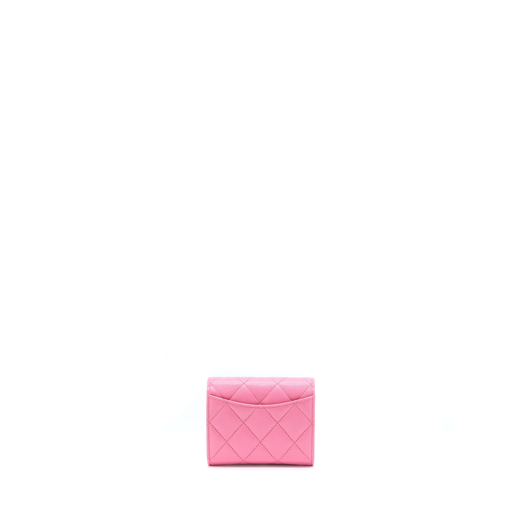 CHANEL MINI FLAP CARD HOLDER CAVIAR PINK LGHW
