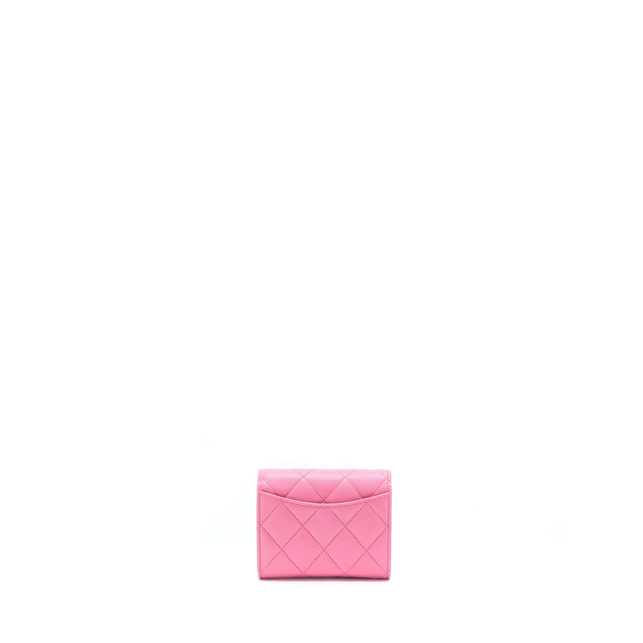 CHANEL MINI FLAP CARD HOLDER CAVIAR PINK LGHW