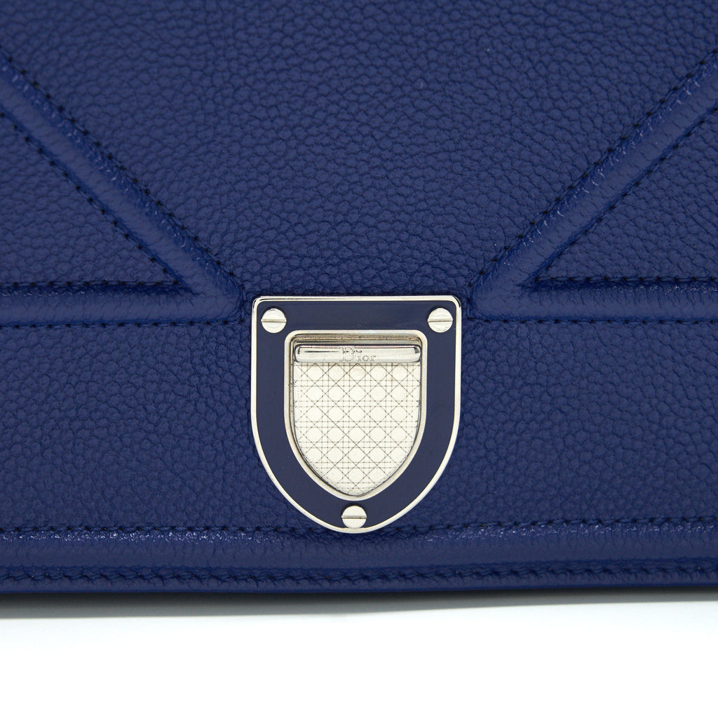 DIOR DIORAMA WALLET ON CHAIN BLUE WITH SHW