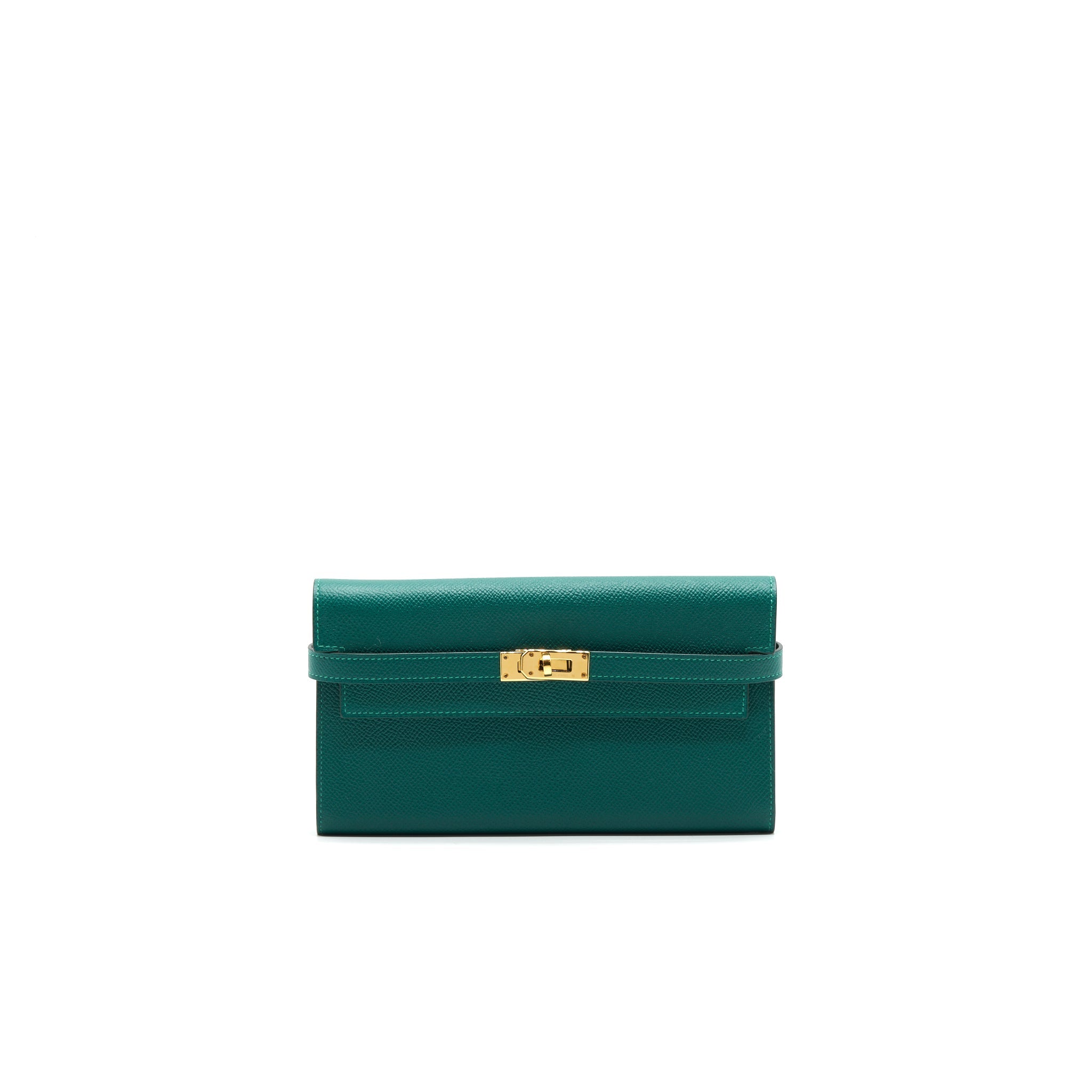 HERMES KELLY LONG WALLET Z6 MALACHITE EPSOM GHW