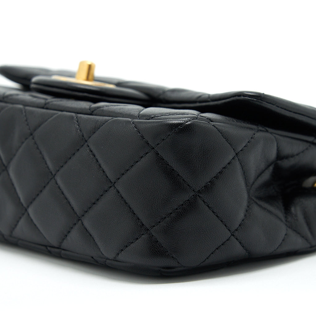 CHANEL 22S PEARL CRUSH MINI RECTANGULAR FLAP BAG LAMBSKIN BLACK GHW (MICROCHIP)