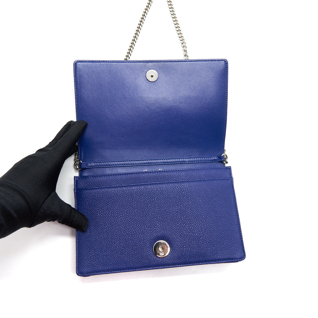DIOR DIORAMA WALLET ON CHAIN BLUE WITH SHW