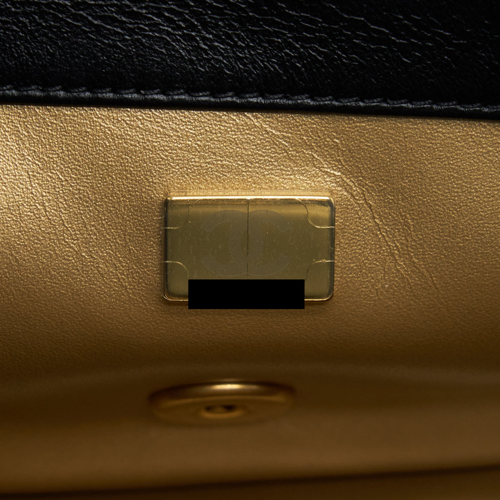 CHANEL 22S PEARL CRUSH MINI RECTANGULAR FLAP BAG LAMBSKIN BLACK GHW (MICROCHIP)