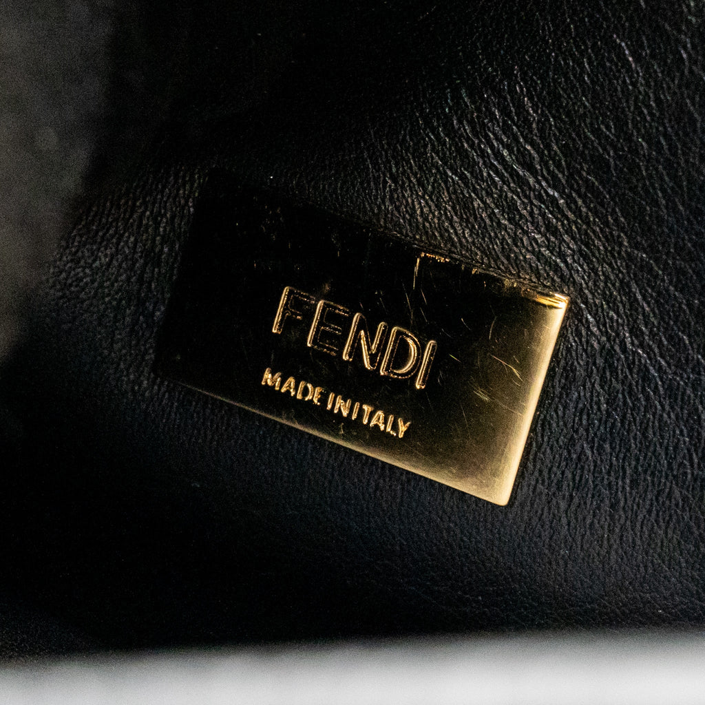 FENDI PEEKABOO ICONIC ESSENTIAL HANDLE BAG CALFSKIN LIGHT GREY GHW