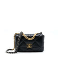 CHANEL SMALL 19 BAG LAMBSKIN BLACK MULTICOLOUR HARDWARE (MICROCHIP)