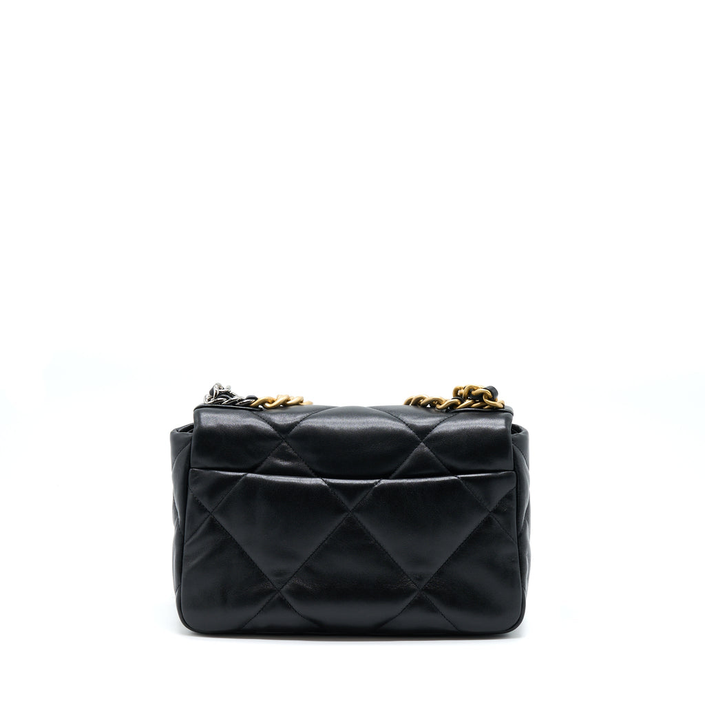 CHANEL SMALL 19 BAG LAMBSKIN BLACK MULTICOLOUR HARDWARE (MICROCHIP)