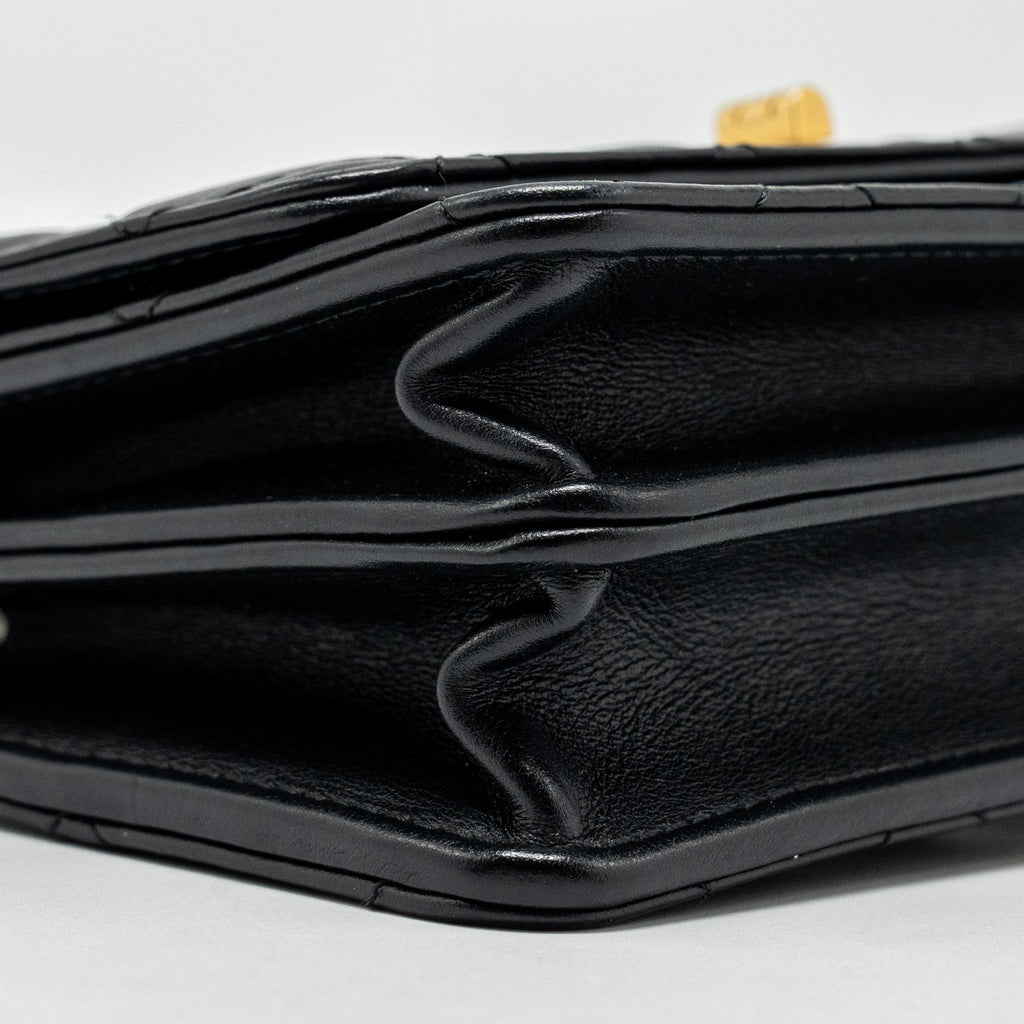 CHANEL MINI 2.55 REISSUE WALLET ON CHAIN AGED CALFSKIN BLACK GHW (MICROCHIP)