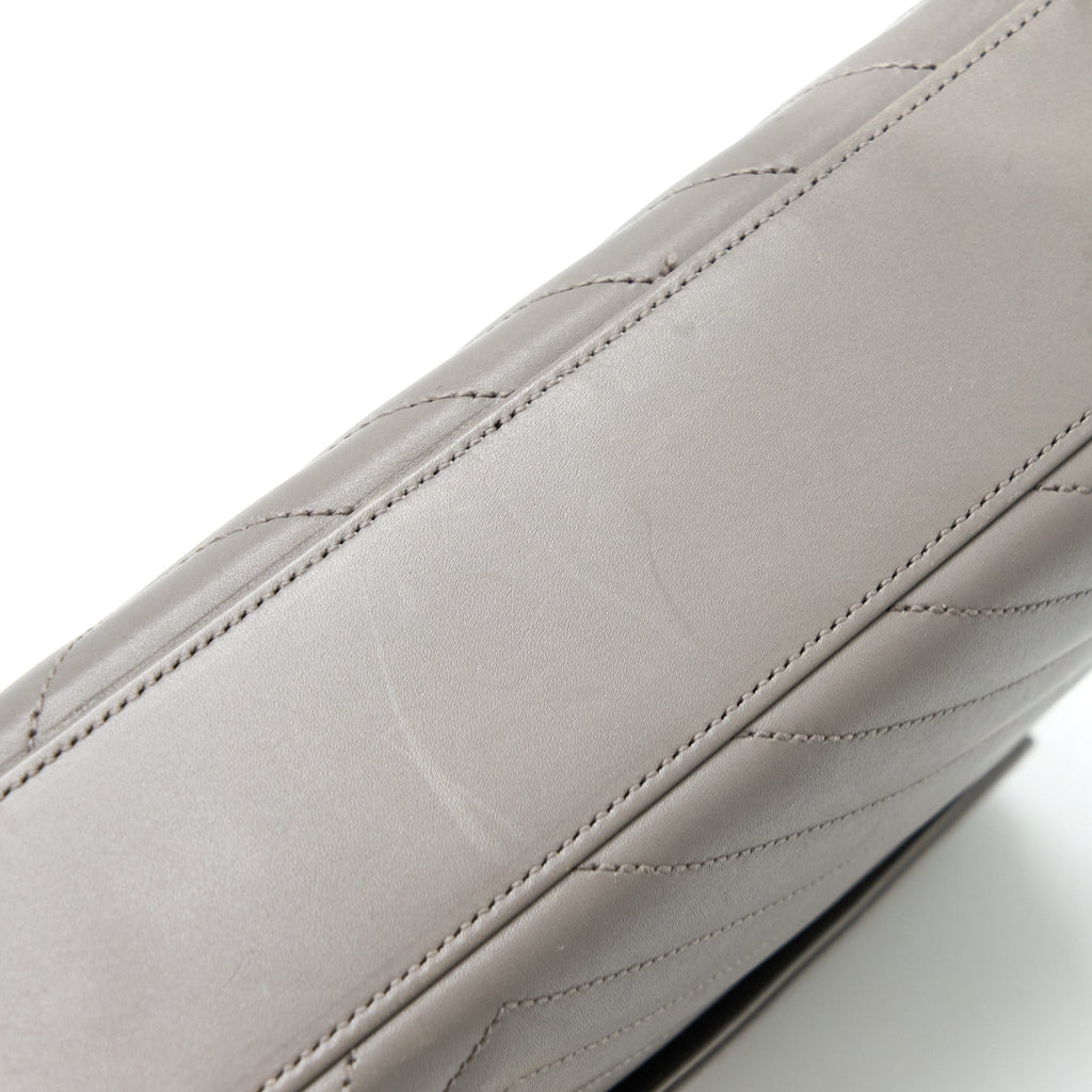SAINT LAURENT ENVELOPE LARGE BAG CALFSKIN GREY GHW