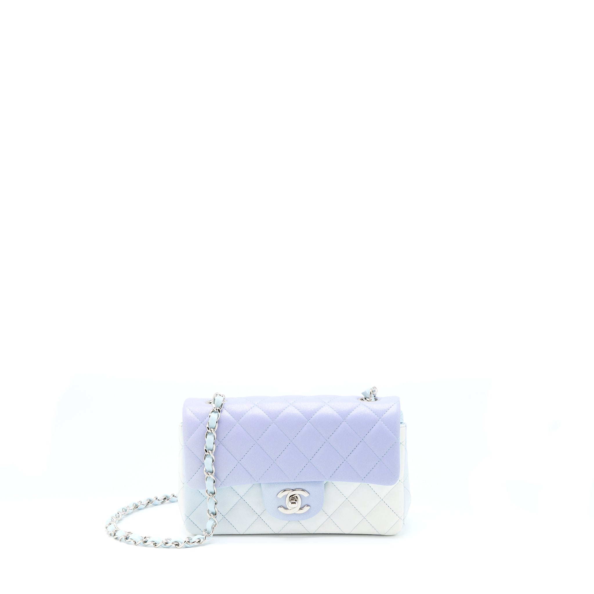 CHANEL 21K MINI RECTANGULAR FLAP BAG LAMBSKIN MULTICOLOUR OMBRÉ IRIDESCENT SHW (MICROCHIP)