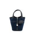 HERMES PICOTIN CARGO 18 LOCK BAG SWIFT/TOILE BLUE MARINE/NOIR SHW