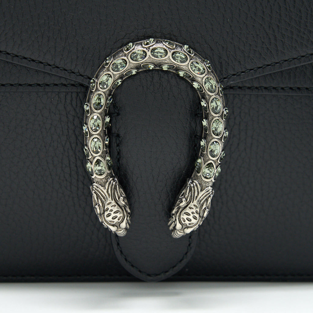 GUCCI BLACK LEATHER DIONYSUS MINI BAG WITH SHW
