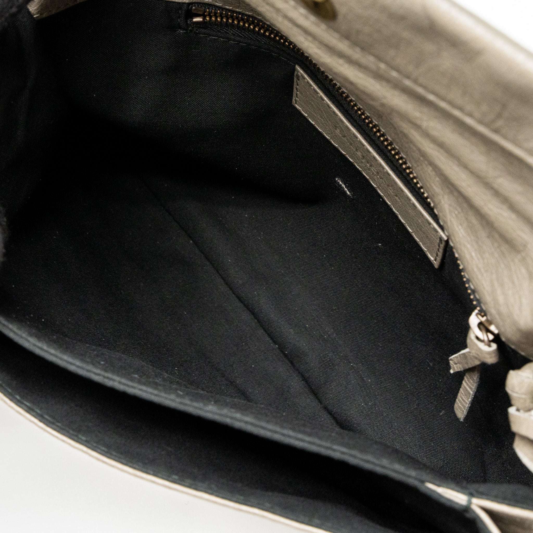 BALENCIAGA CITY FOLD CLUTCH/SHOULDER BAG LEATHER GREY RUTHENIUM HARDWARE