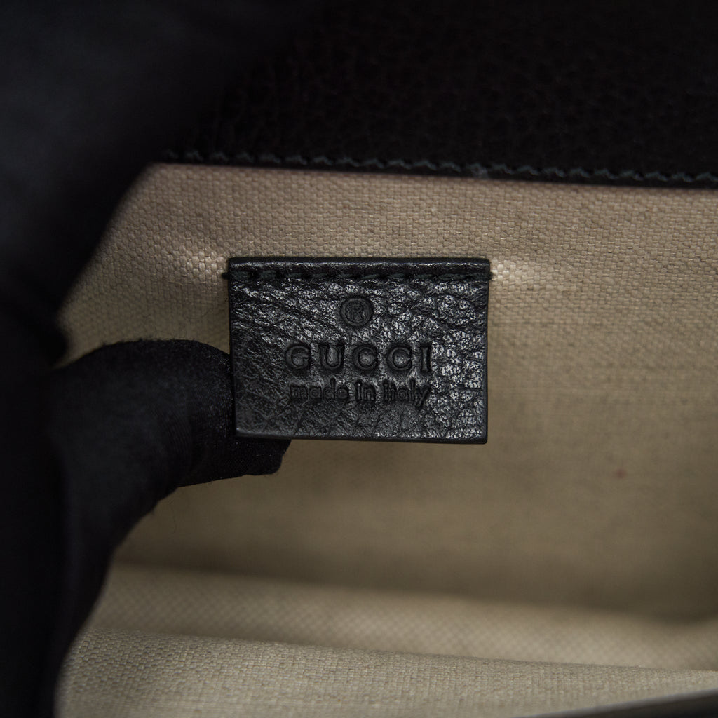 GUCCI BLACK LEATHER DIONYSUS MINI BAG WITH SHW