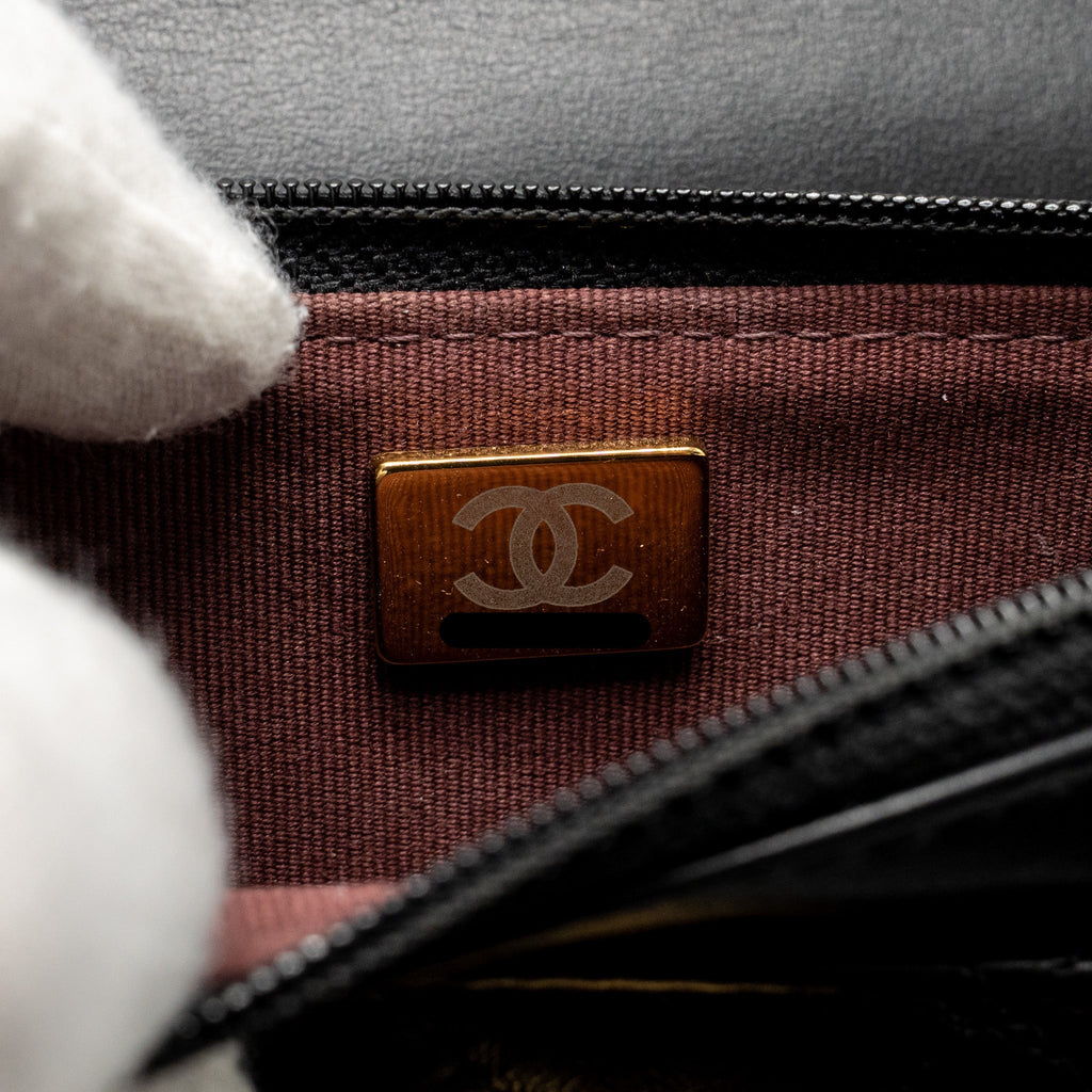 CHANEL 2.55 REISSUE WALLET ON CHAIN AGED CALFSKIN BLACK GHW (MICROCHIP)