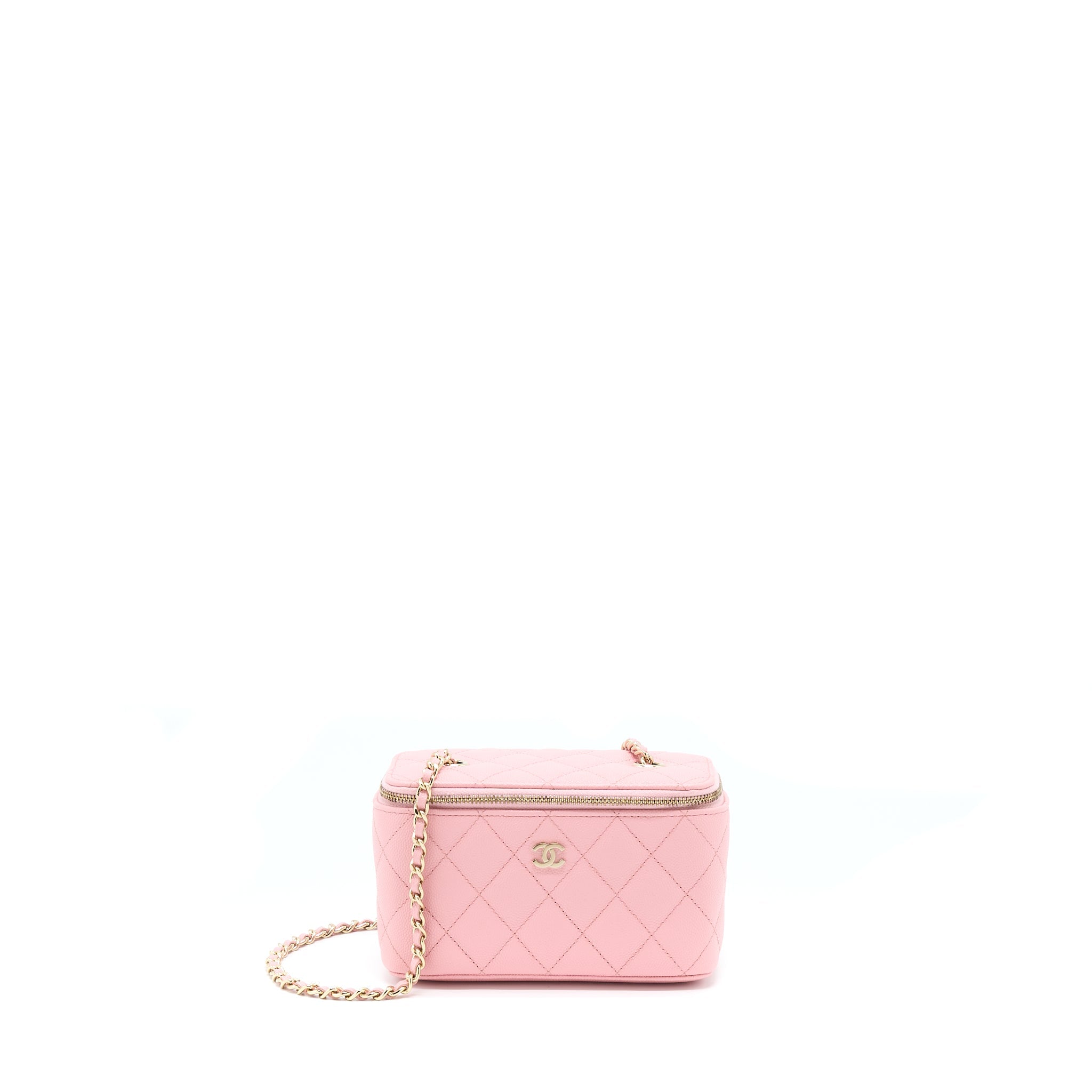 CHANEL 22C LONG VANITY WITH CHAIN CAVIAR PINK LGHW