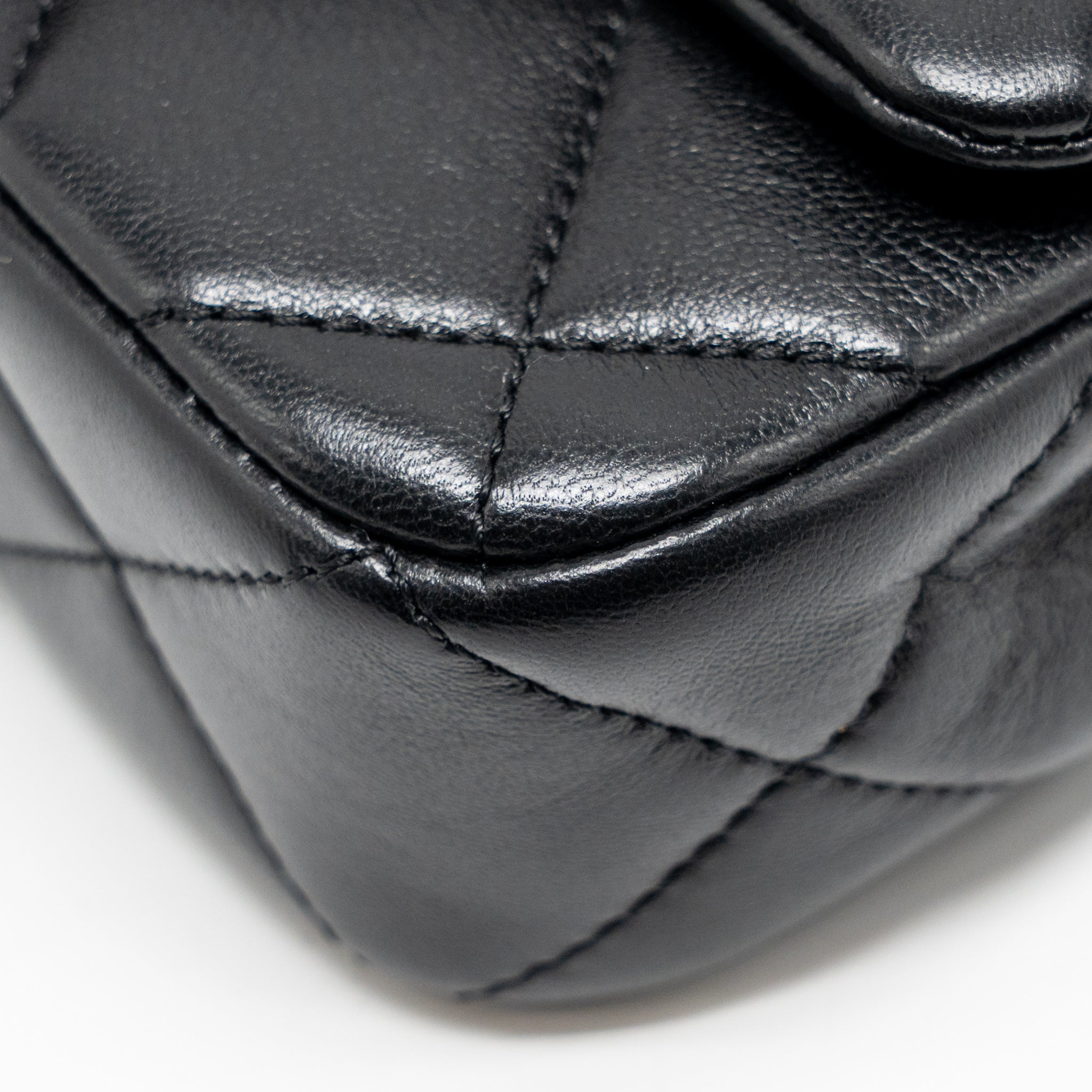 CHANEL 24S PEARL ADJUSTABLE CHAIN MINI FLAP BAG LAMBSKIN BLACK GHW (MICROCHIP)