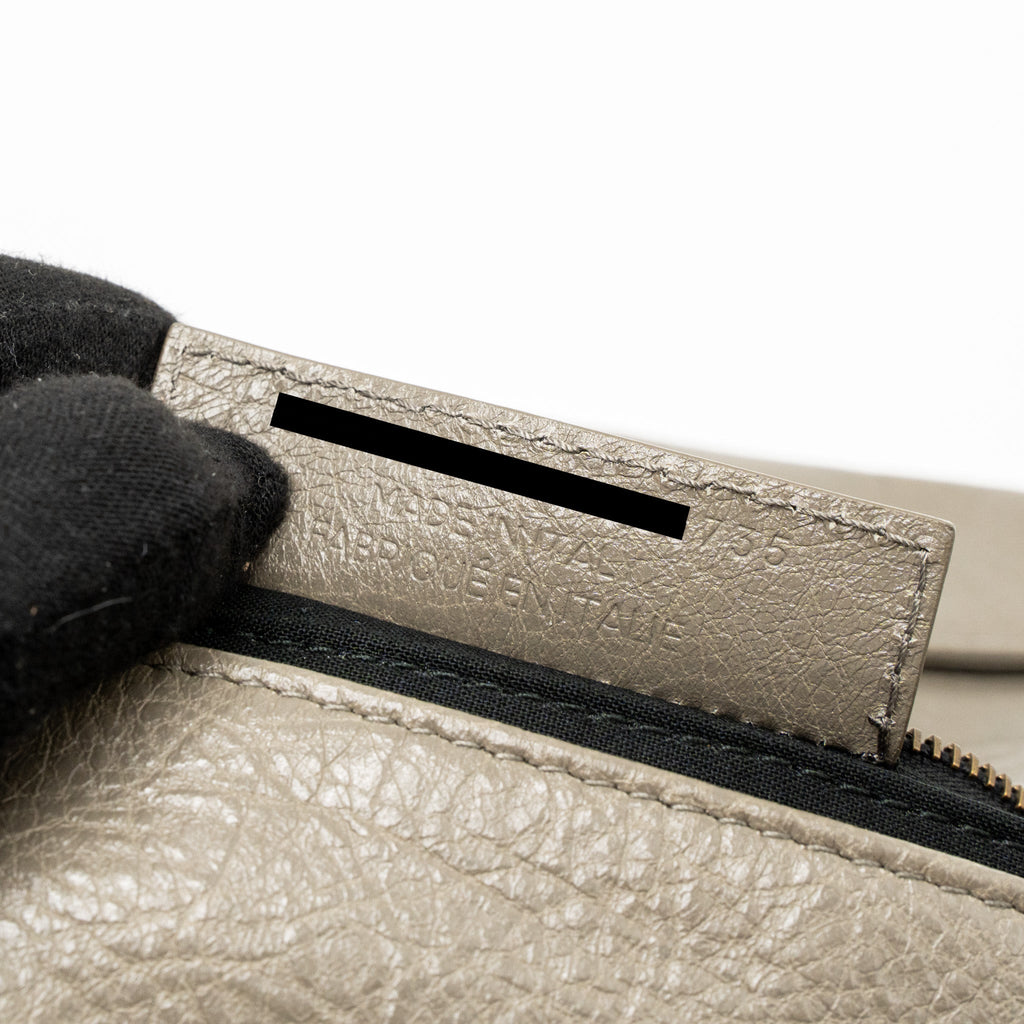 BALENCIAGA CITY FOLD CLUTCH/SHOULDER BAG LEATHER GREY RUTHENIUM HARDWARE