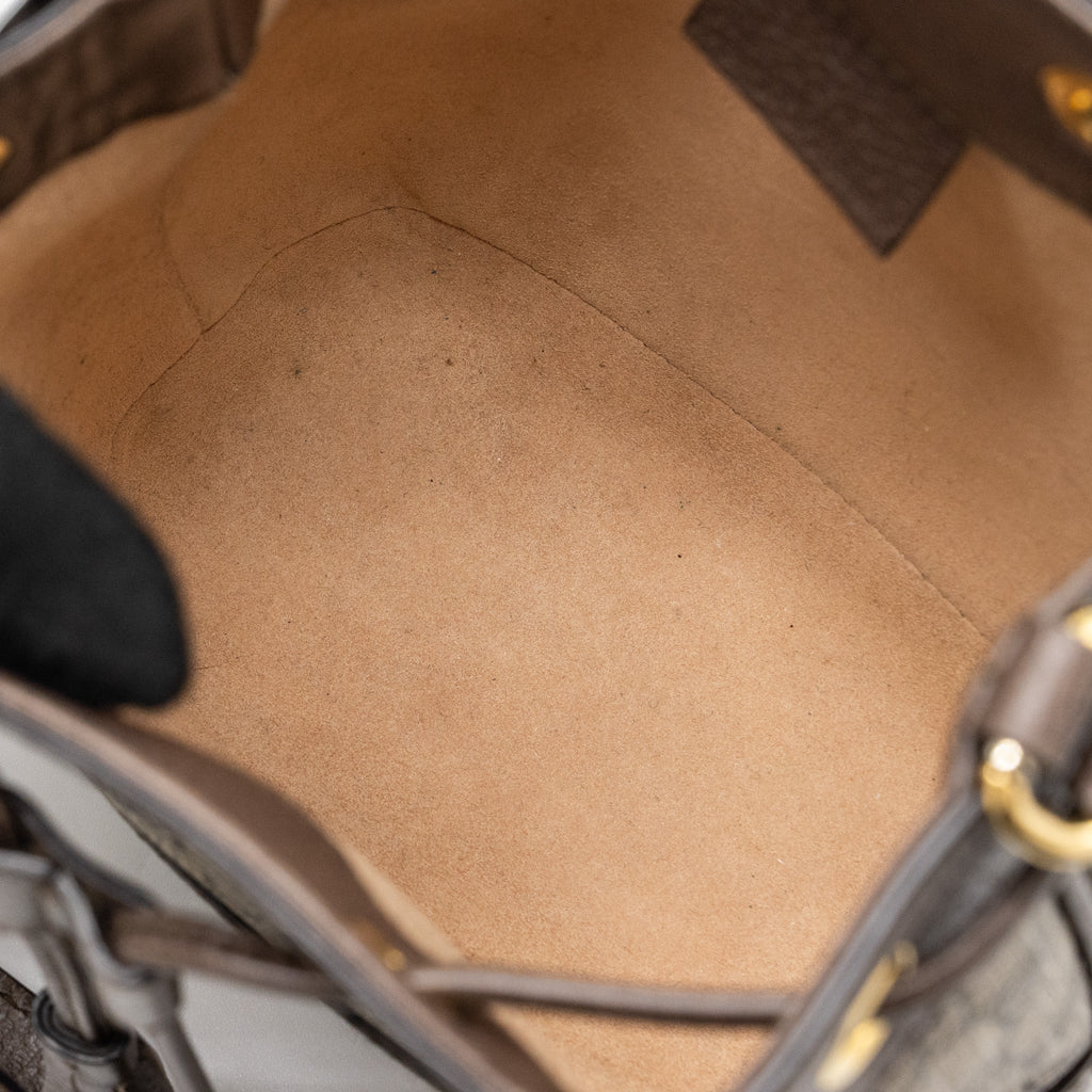 GUCCI OPHIDIA BUCKET BAG GG SUPREME CANVAS GHW