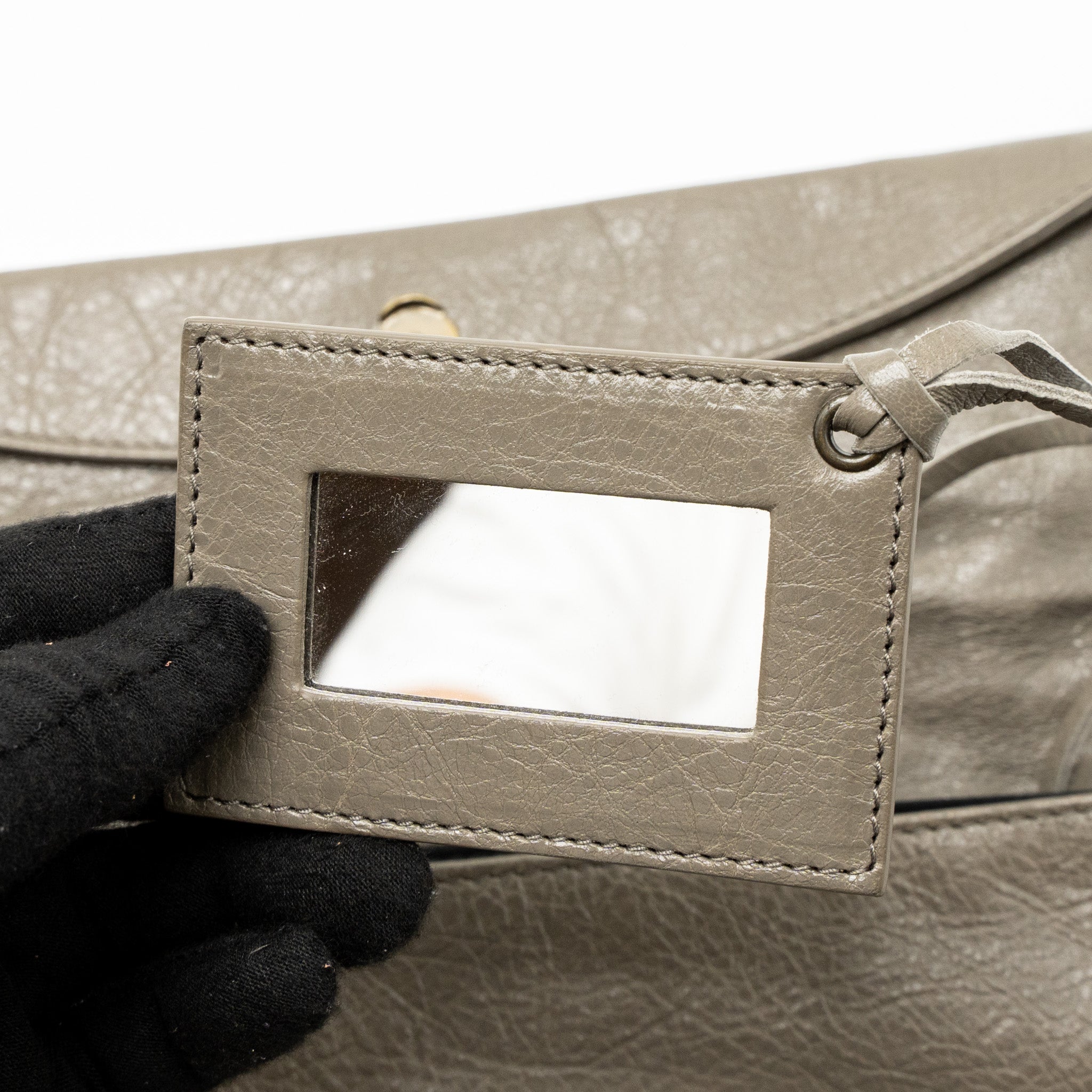 BALENCIAGA CITY FOLD CLUTCH/SHOULDER BAG LEATHER GREY RUTHENIUM HARDWARE