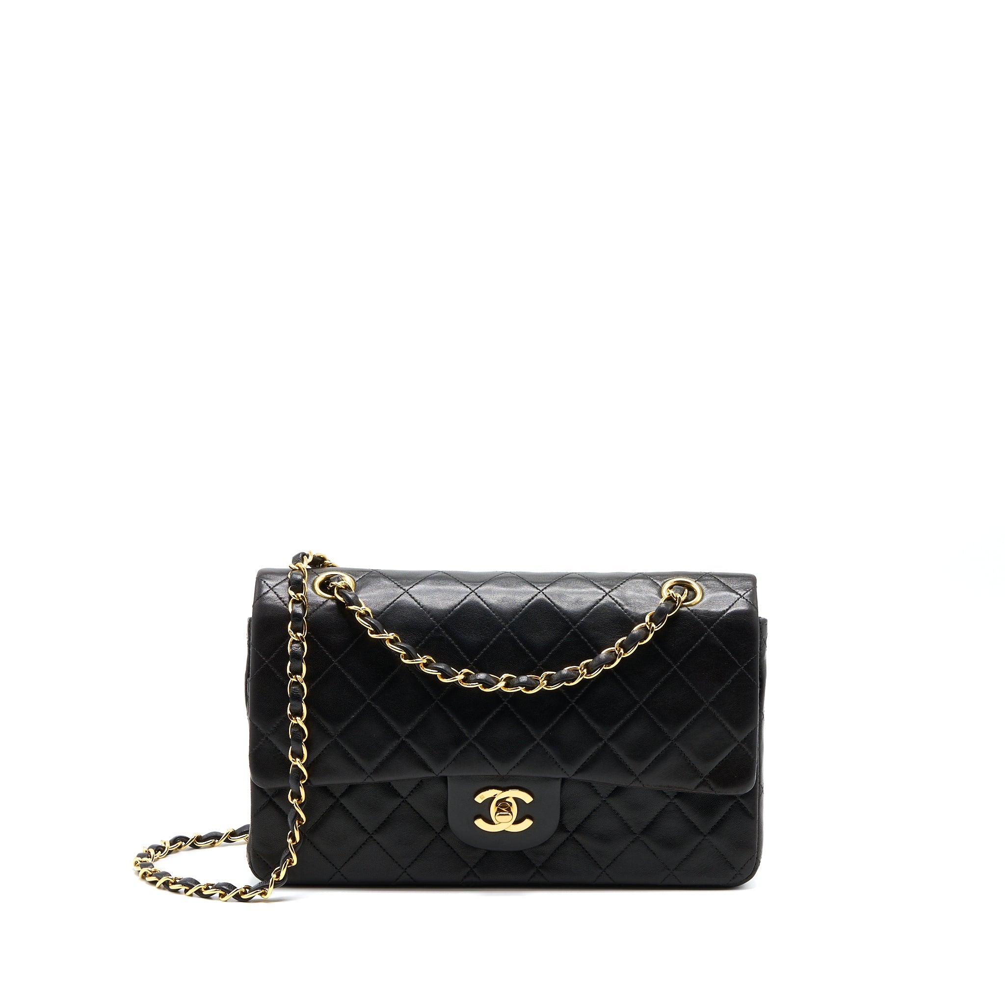 CHANEL VINTAGE CLASSIC DOUBLE FLAP BAG LAMBSKIN BLACK GHW