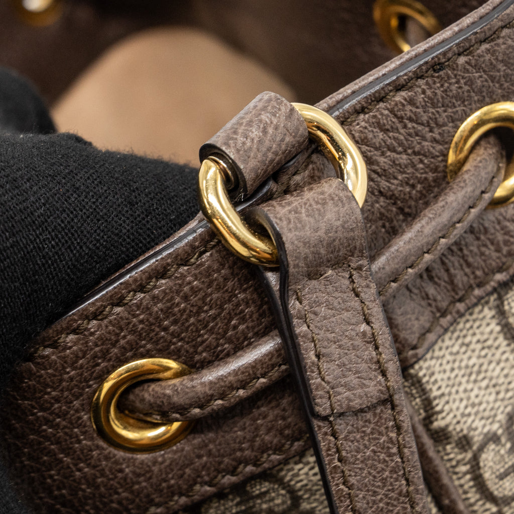 GUCCI OPHIDIA BUCKET BAG GG SUPREME CANVAS GHW