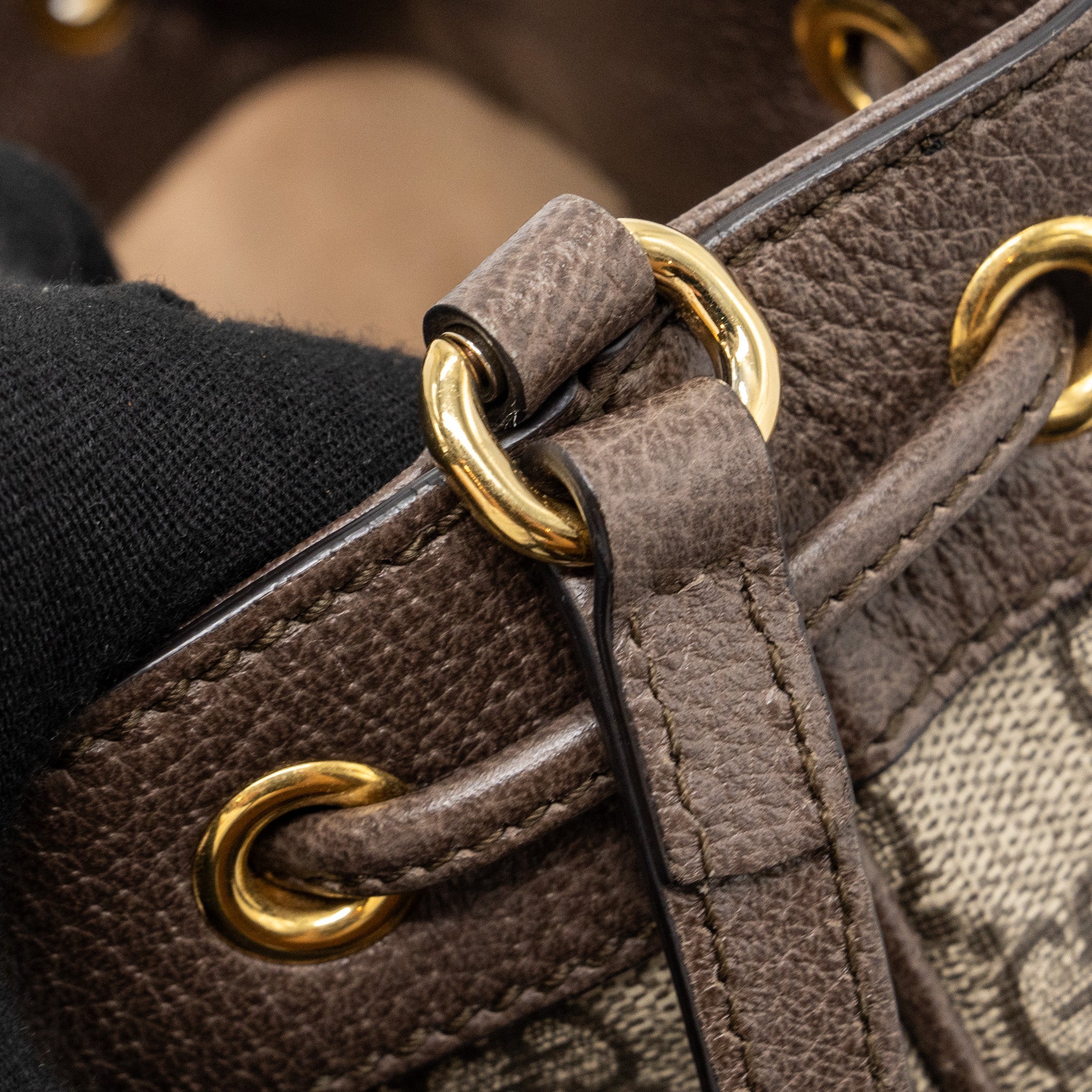 GUCCI OPHIDIA BUCKET BAG GG SUPREME CANVAS GHW