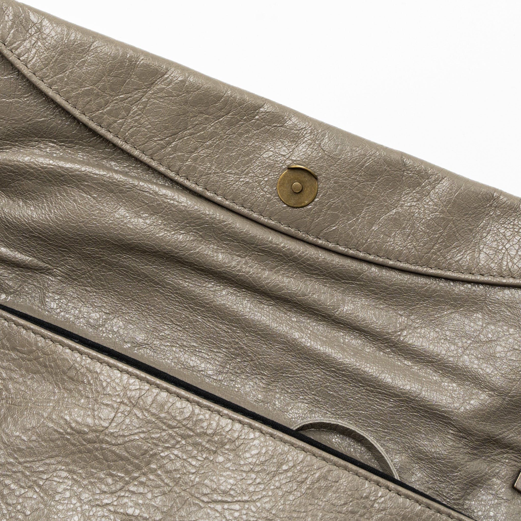 BALENCIAGA CITY FOLD CLUTCH/SHOULDER BAG LEATHER GREY RUTHENIUM HARDWARE