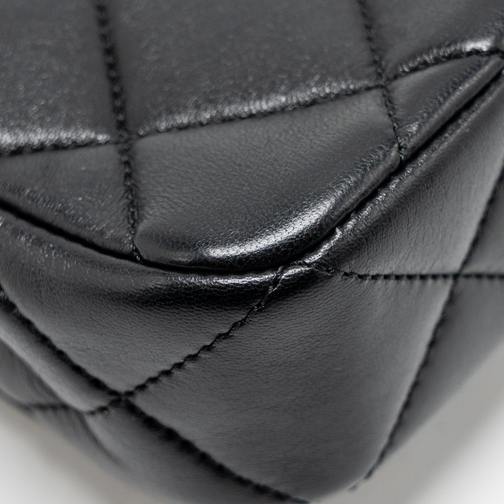 CHANEL 24S PEARL ADJUSTABLE CHAIN MINI FLAP BAG LAMBSKIN BLACK GHW (MICROCHIP)