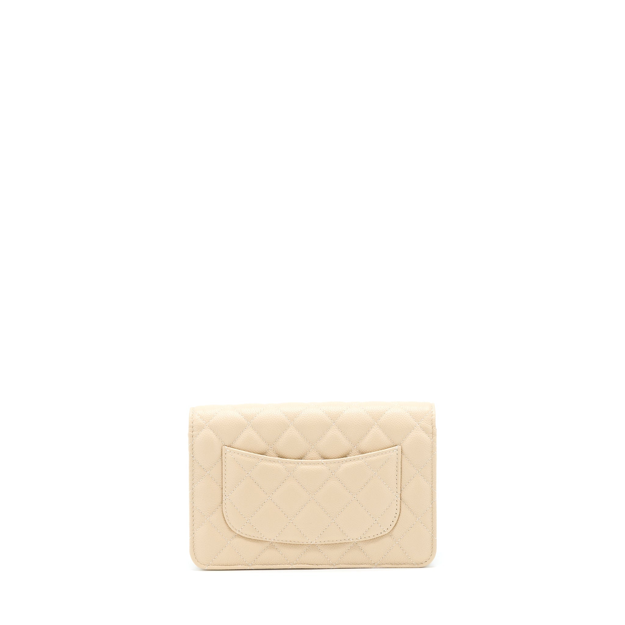 CHANEL WALLET ON CHAIN WITH DETAILED CHAIN CAVIAR BEIGE LGHW (MICROCHIP)
