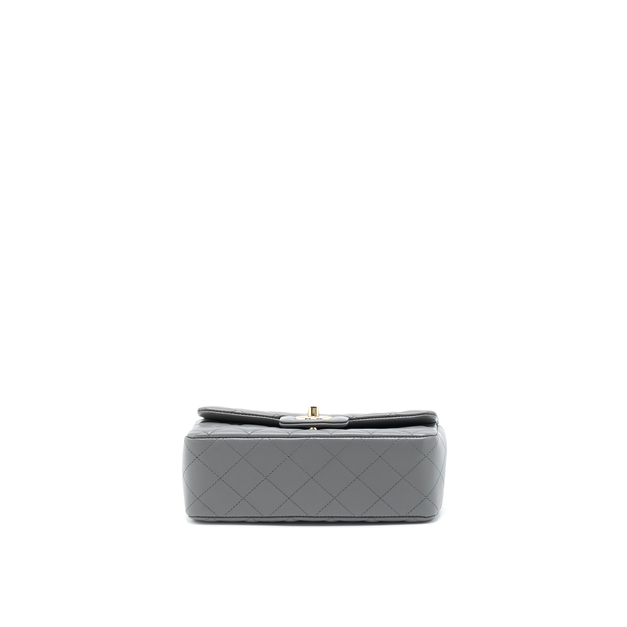 CHANEL 22A MINI RECTANGULAR FLAP BAG LAMBSKIN GREY LGHW (MICROCHIP)
