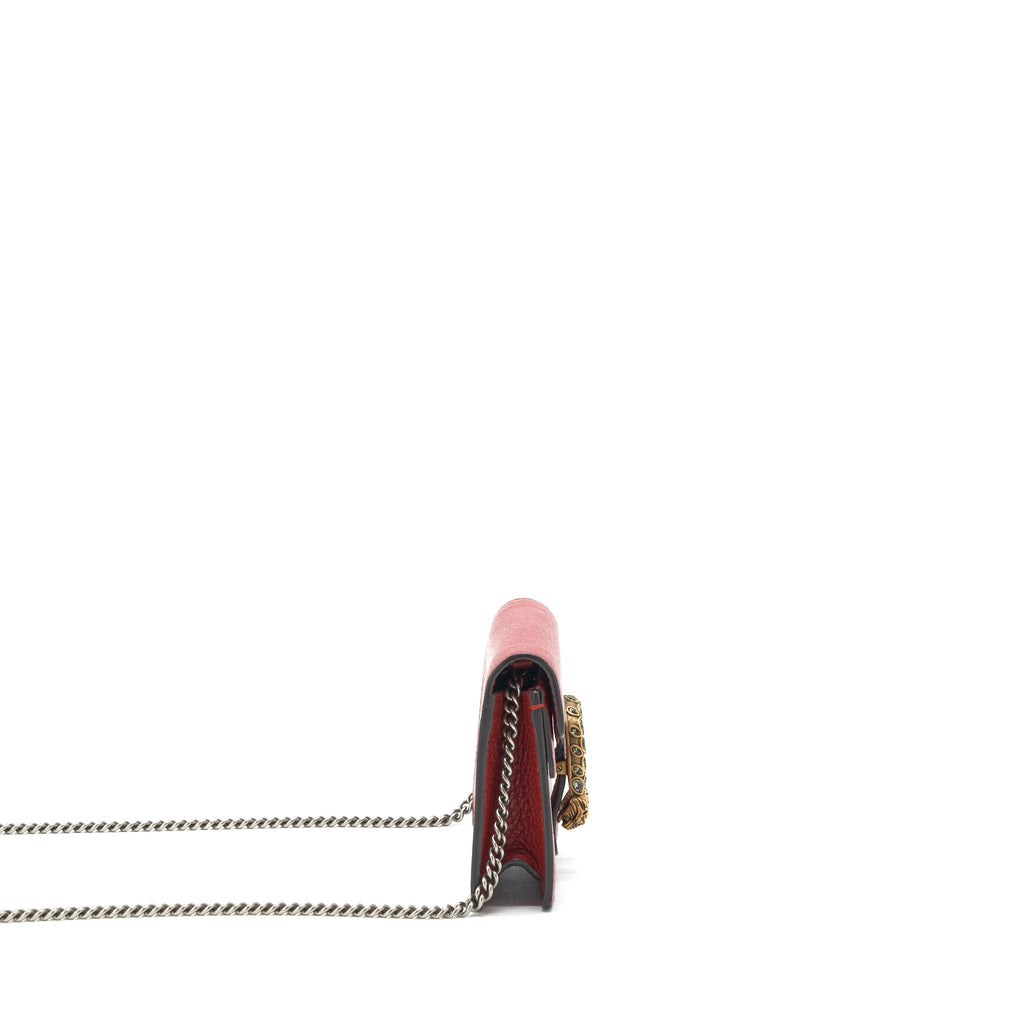 GUCCI DIONYSUS SUPER MINI LEATHER BAG RED SHW