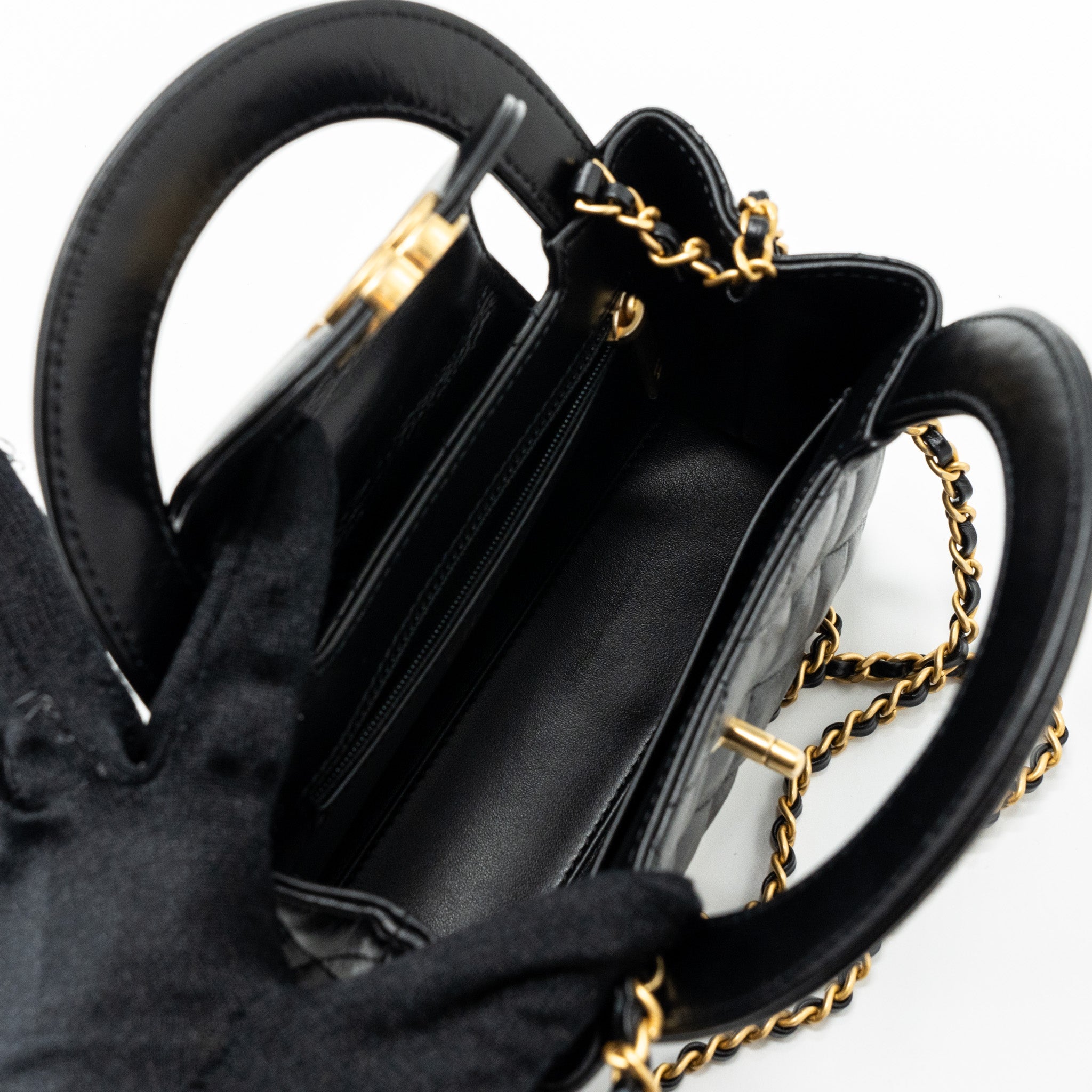 CHANEL 23K MINI SHOPPING BAG CALFSKIN BLACK BRUSHED GHW(MICROCHIP)