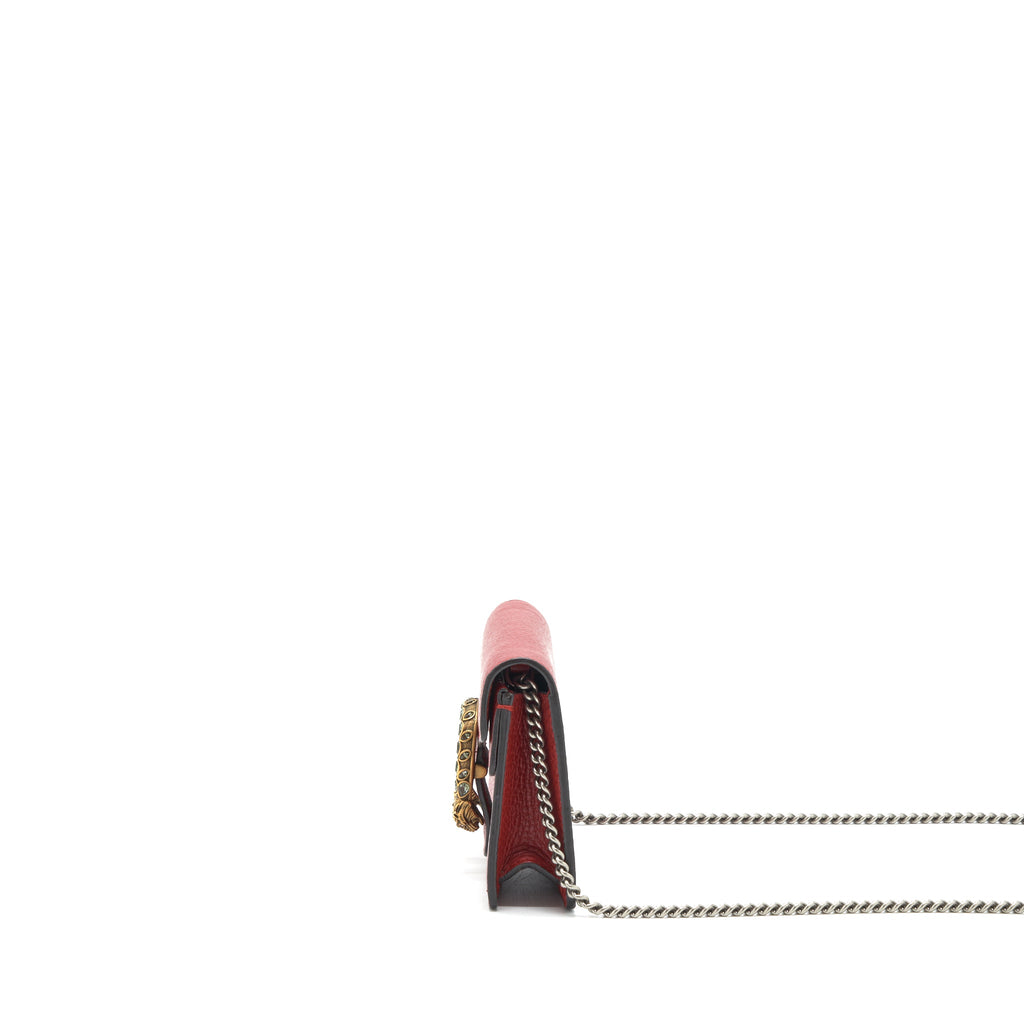 GUCCI DIONYSUS SUPER MINI LEATHER BAG RED SHW