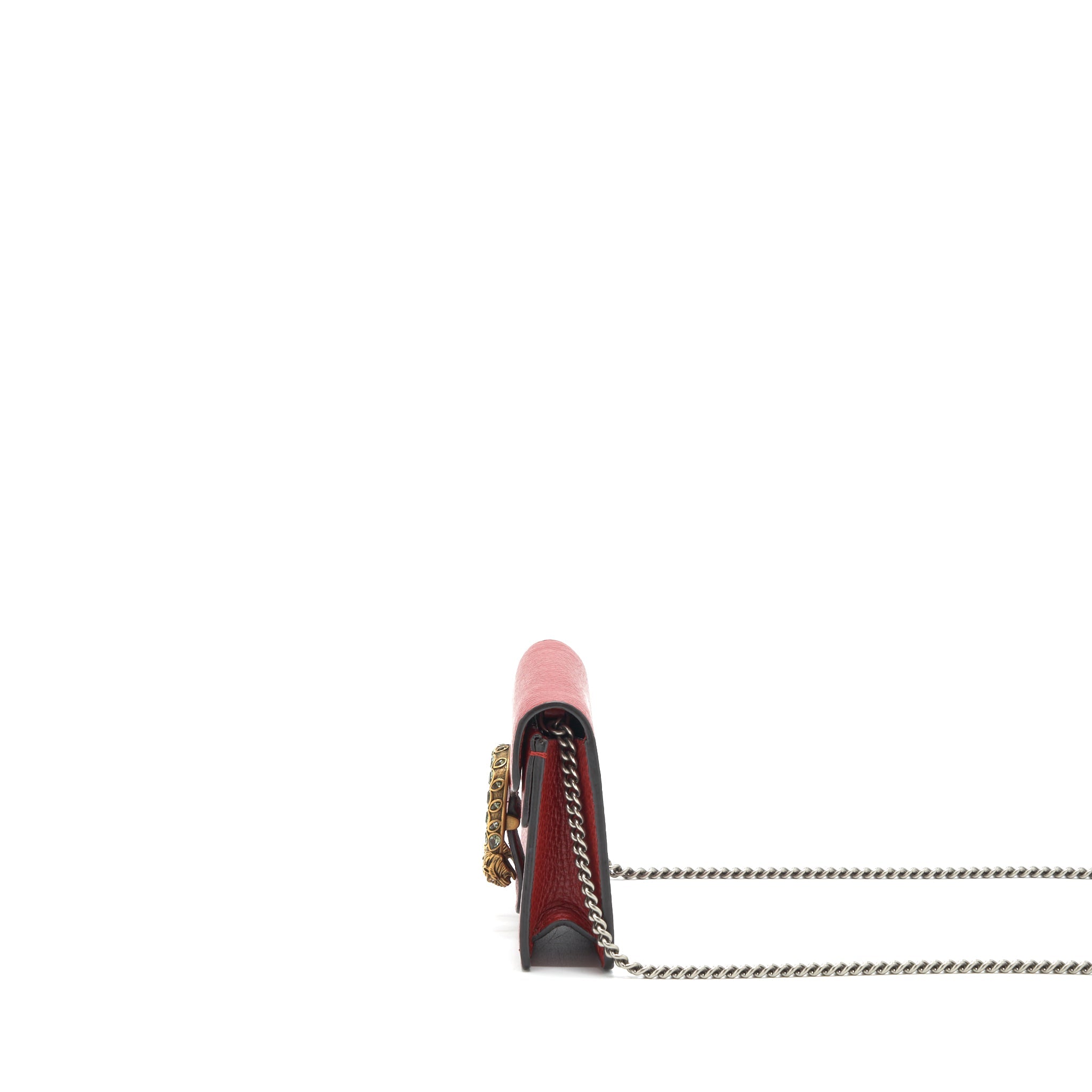 GUCCI DIONYSUS SUPER MINI LEATHER BAG RED SHW