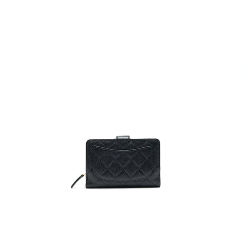 CHANEL QUILTED CC BIFOLD CAVIAR WALLET BLACK GHW