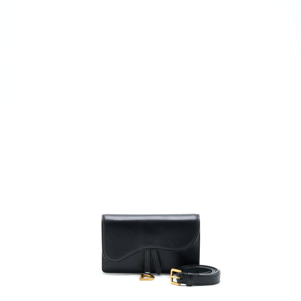 DIOR MINI SADDLE BELT BAG CALFSKIN BLACK GHW