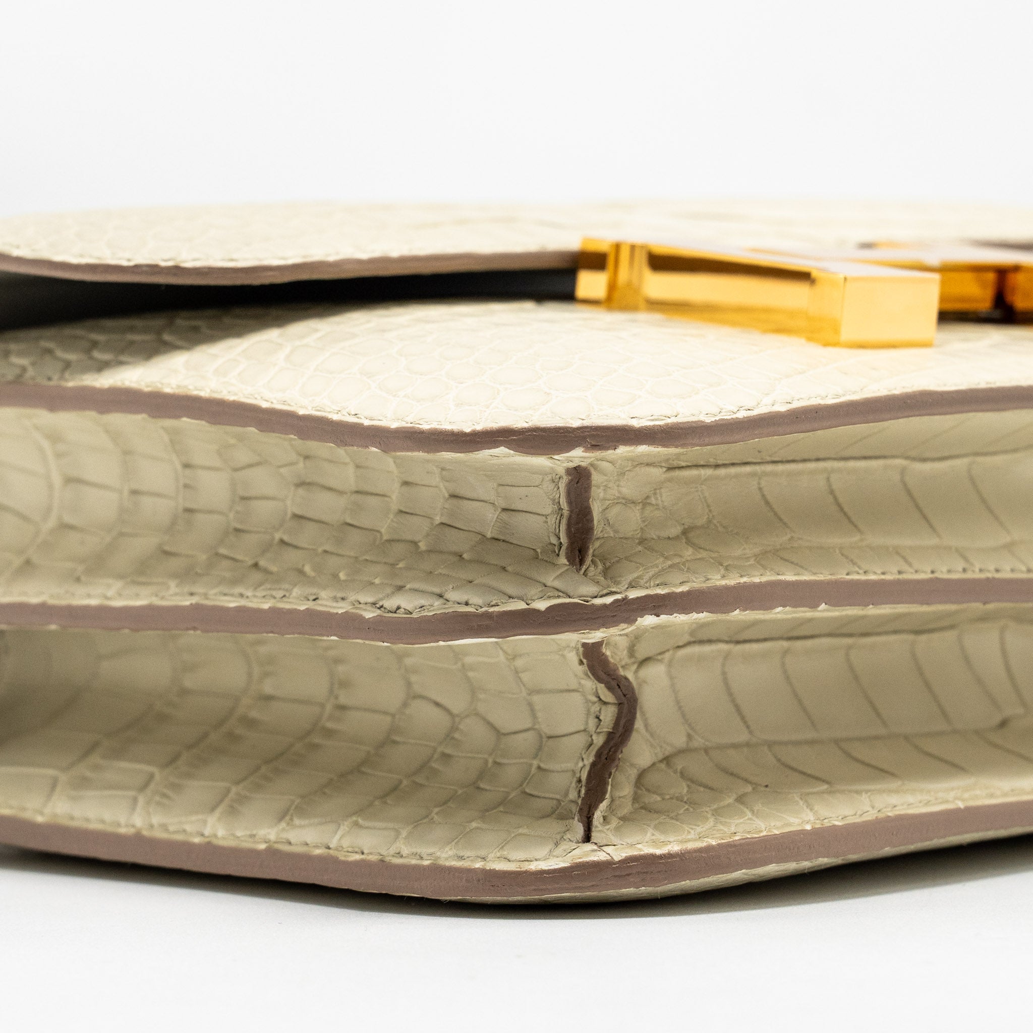 HERMES MINI CONSTANCE ALLIGATOR MISSISSIPPIENSIS MAT BETON GHW