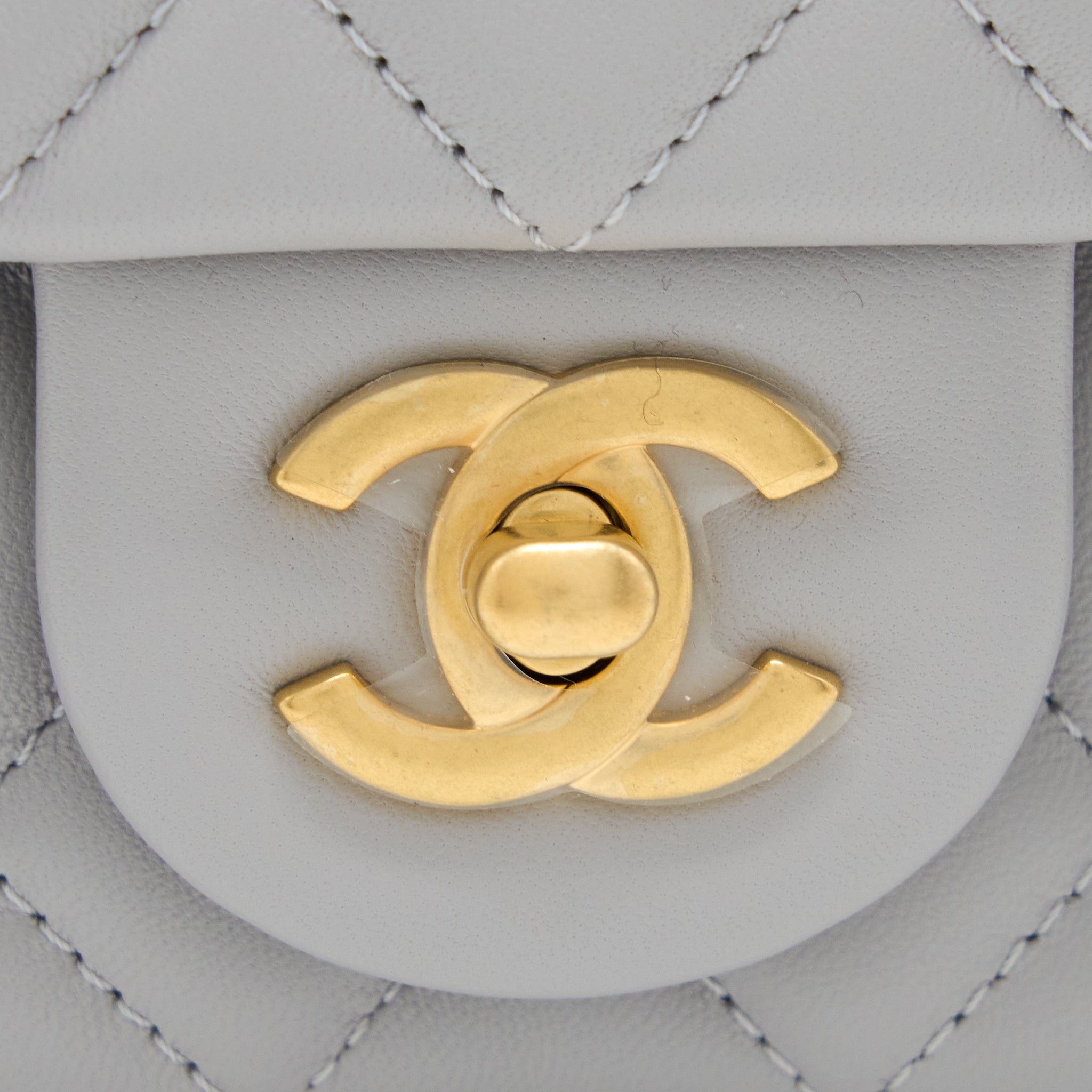 CHANEL PEARL CRUSH MINI RECTANGULAR LAMBSKIN GREY BRUSHED GHW(MICROCHIP)