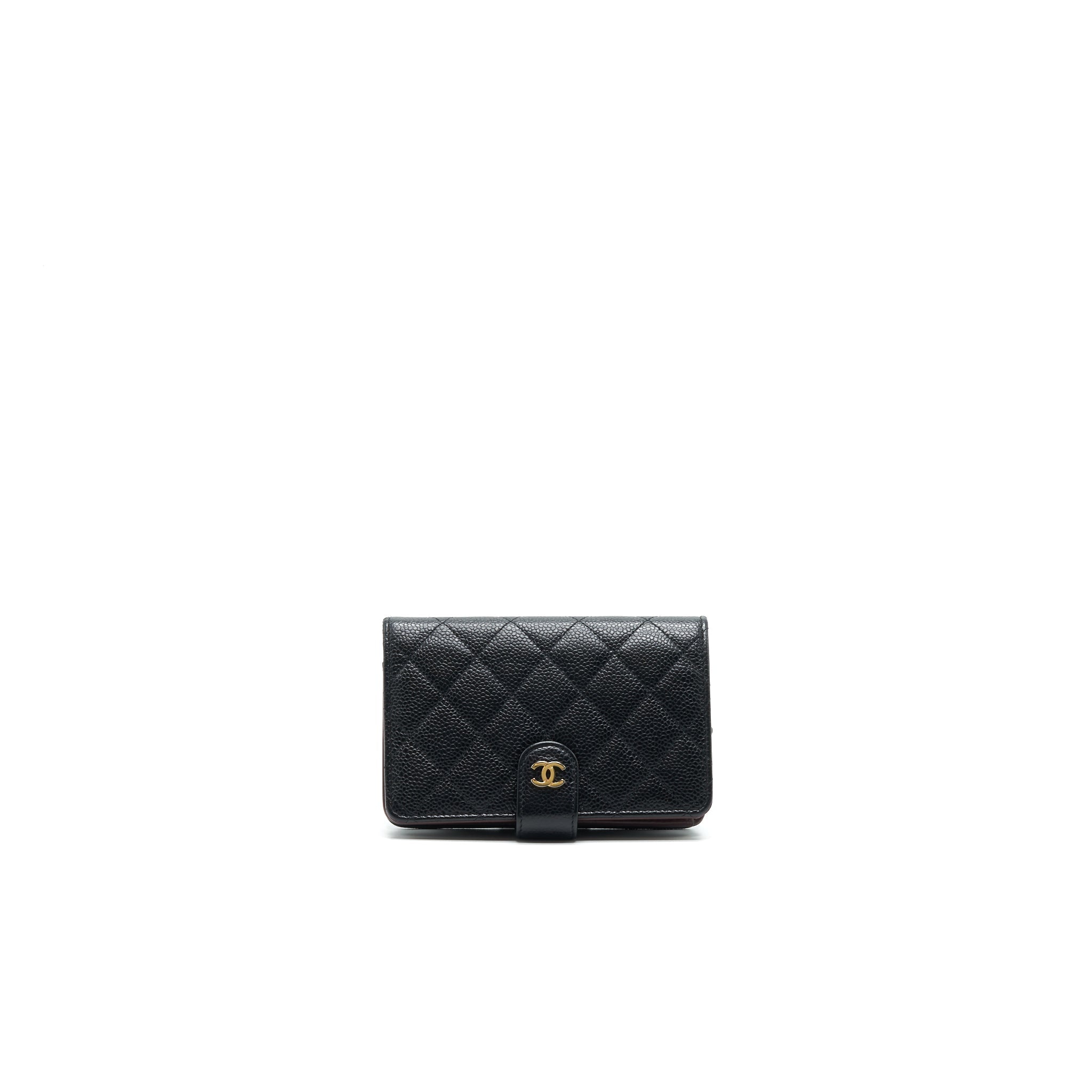 CHANEL QUILTED CC BIFOLD CAVIAR WALLET BLACK GHW
