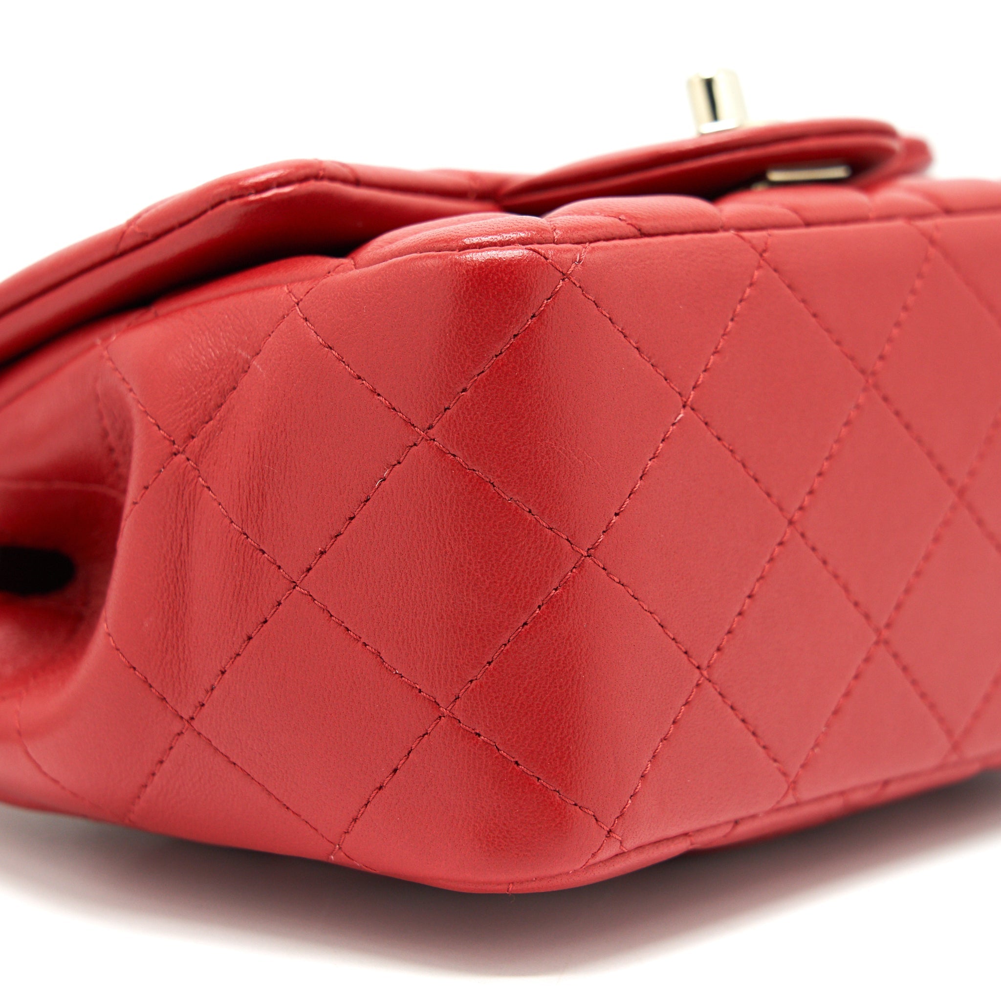 CHANEL MINI SQUARE FLAP BAG RED LGHW