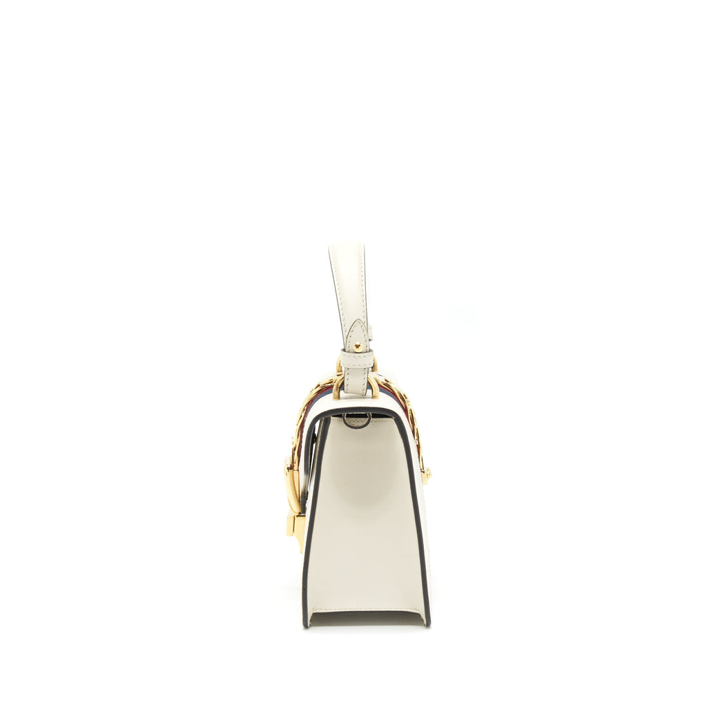 GUCCI MINI TOP HANDLE SYLVIE BAG WHITE GHW