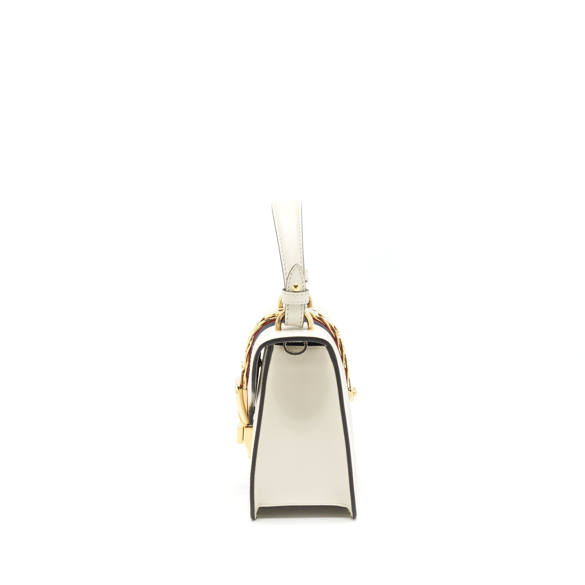 GUCCI MINI TOP HANDLE SYLVIE BAG WHITE GHW