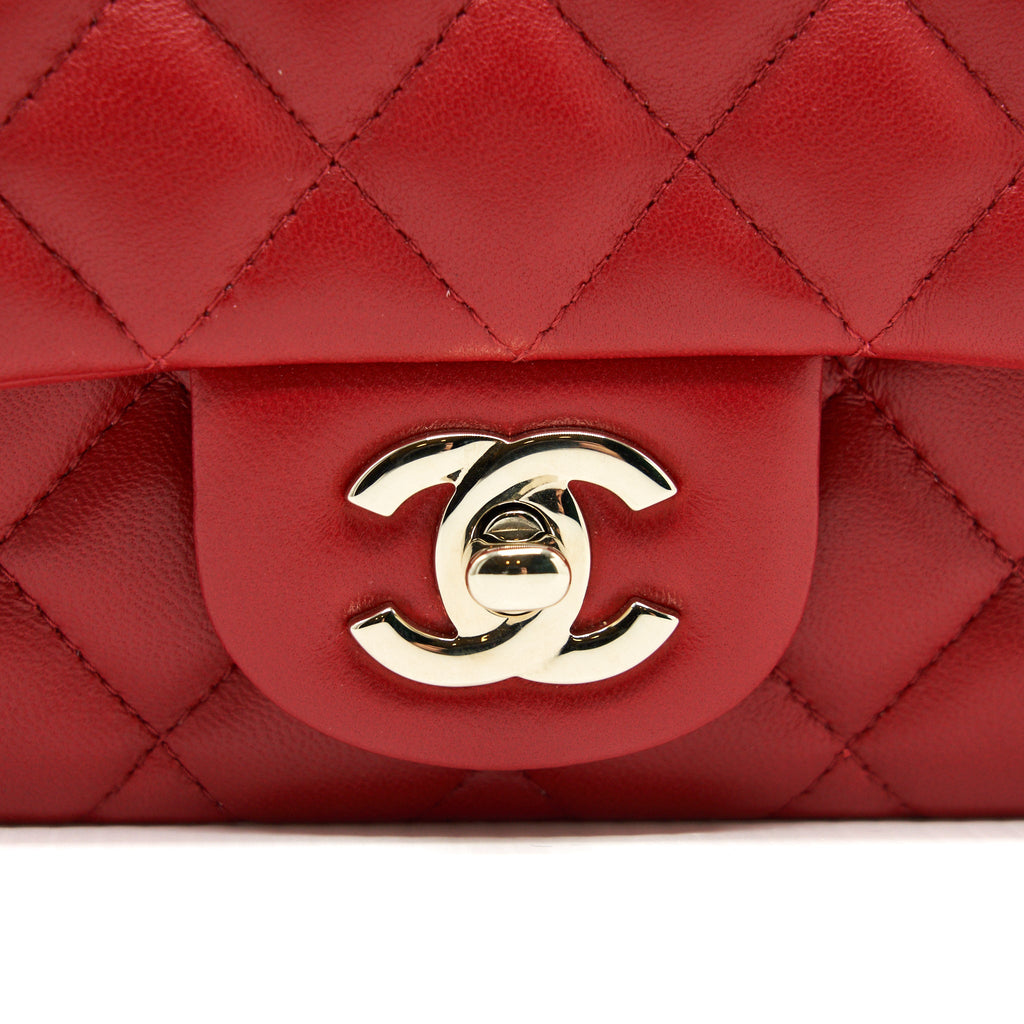 CHANEL MINI SQUARE FLAP BAG RED LGHW