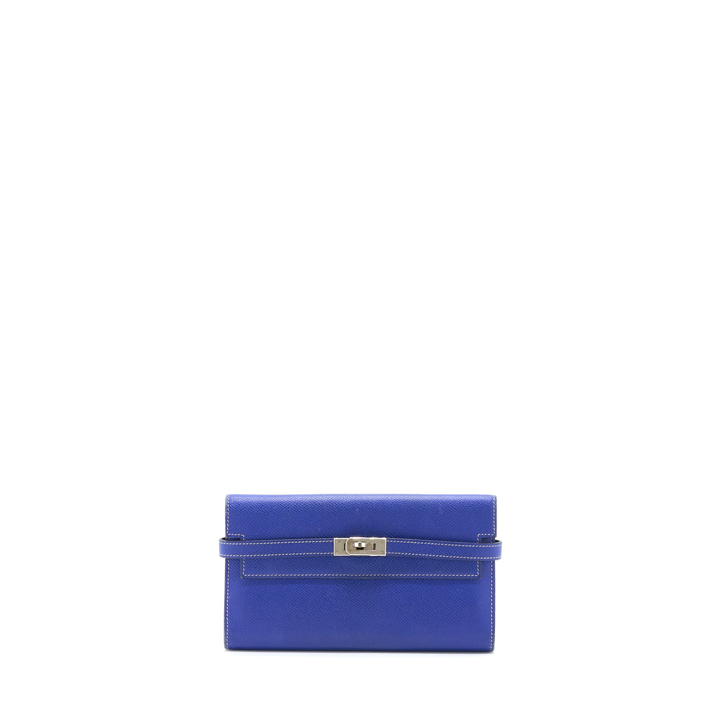 HERMES KELLY LONG WALLET EPSOM BLUE SHW