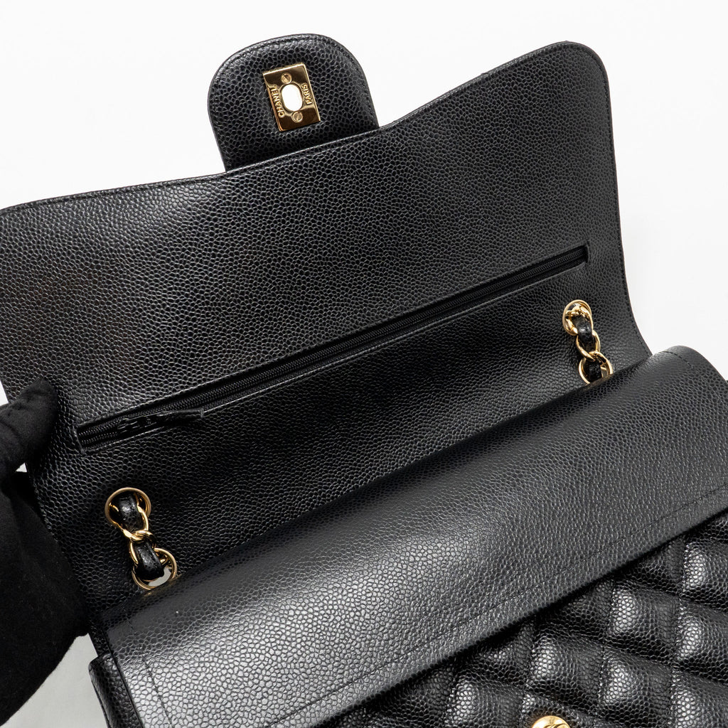 CHANEL JUMBO CLASSIC DOUBLE FLAP BAG CAVIAR BLACK GHW